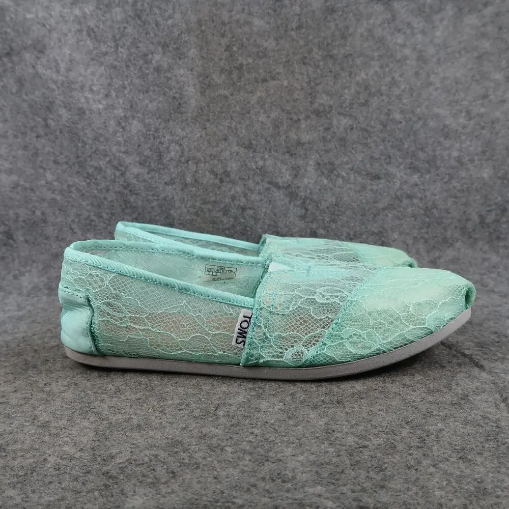 Toms Shoes Womens 7 Flats Slip On Loafer Lace Up Casual Alpargata Lifestyle Blue